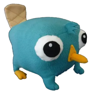 👤 Perry the Platypus Phineas and Ferb ornitorinco, personaggio dei cartoni animati, peluche, blu, Perry, Phineas e Ferb telegram sticker