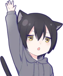 ✋ Chico gato, Anime, Dibujos animados, Lindo, Saludando telegram sticker