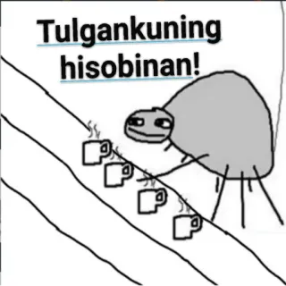 🙊 Tulgankuning hisobinan! dessin animé, Ouzbek, texte, trait, café telegram sticker
