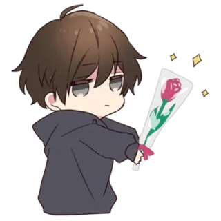 🌷 Animé, Rose, Fleur, Mignon, Dessin animé, Chibi telegram sticker