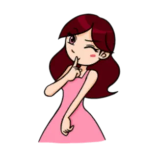 🤫 cartoon, girl, cute, shush, finger, wink telegram sticker
