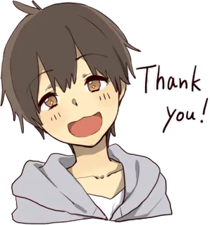 ☺️ Thank you! dziękuję, wdzięczność, chłopak, anime, słodki, szczęśliwy telegram sticker