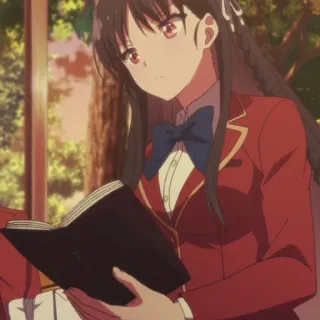 😑 anime, girl, school uniform, book, reading telegram sticker