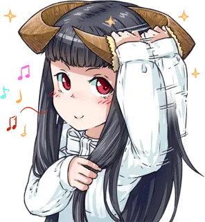 🚿 Anime, Chica, Cuernos, Linda, Dibujos animados, Personaje whatsapp sticker