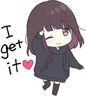💗 I get it anime, cartoon, girl, cute, wink telegram sticker