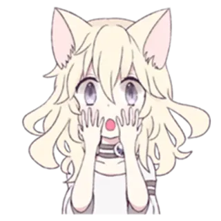 😱 Anime, Garota gato, Kawaii, Bonito, Mangá, Desenho animado telegram sticker