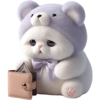 💰 gato, billetera, dinero, triste, lindo, peluche, juguete, adorable telegram sticker