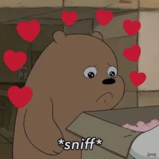 🐻 Grizzly Bear We Bare Bears *sniff* การ์ตูน, หมี, เศร้า, น่ารัก, สูดน้ำมูก, หัวใจ telegram sticker