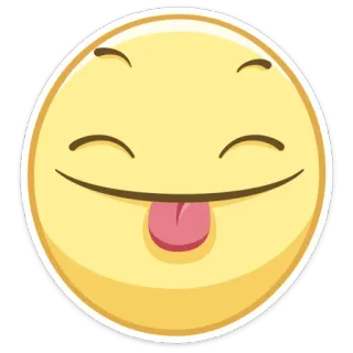 😋 Эмодзи, Смайлик, Высунутый язык, Счастливый, Мультфильм, Желтый telegram sticker