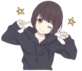 😳 Anime, Garota, Desenho animado, Estrelas, Piscadela, Fofa telegram sticker