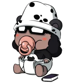 😚 baby, cartoon, glasses, pacifier, cute, kawaii telegram sticker