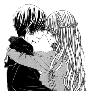 ❤ Anime, Manga, Paar, Romantik, Liebe, Umarmung, Illustration telegram sticker