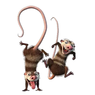 😀 Crash and Eddie Ice Age opossum, kartun, binatang, lucu, karakter, animasi telegram sticker