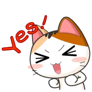 😄 yes! 猫, 幸せ, はい, 興奮, 絵文字 telegram sticker