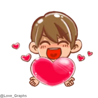 😍 Hoạt hình, Trái tim, Tình yêu, Dễ thương, Anime, Con trai, Kawaii telegram sticker