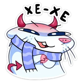 😡 XE-XE chomik, diabeł, śmieszne, kreskówka, szalik, naklejka telegram sticker