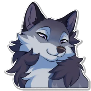😏 หมาป่า, เฟอร์รี่, สัตว์, การ์ตูน, ยิ้มเยาะ telegram sticker
