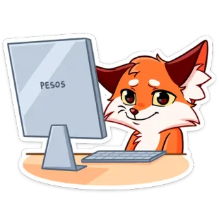 ☺️ PESOS zorro, ordenador, pesos, moneda, animal, dinero, finanzas, dibujos animados telegram sticker