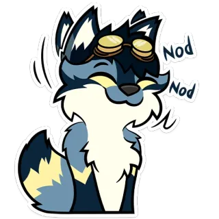 🙂‍↕️ Nod Nod vos, knikken, cartoon, schattig, animatie telegram sticker