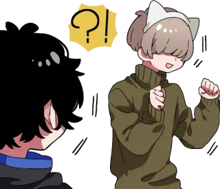 ⁉️ anime, tai mèo, hoạt hình, dấu chấm hỏi, ngạc nhiên, hào hứng telegram sticker