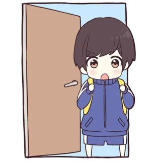 😳 anime, cartoon, school, boy, student, door telegram sticker