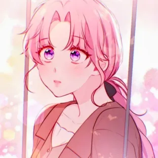 🎟 Anime, Różowe włosy, Kobieta, Portret, Fioletowe oczy telegram sticker