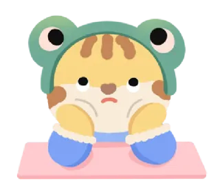 🦁 chat, animal, grenouille, mignon, dessin animé, kawaii telegram sticker