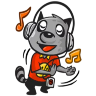 🎧 cartoni animati, animale, musica, cuffie, ballare, intrattenimento whatsapp sticker