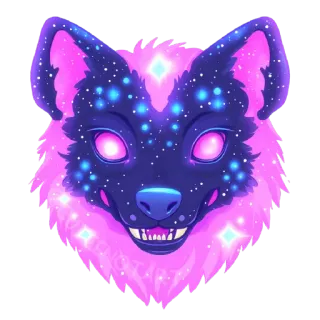 🐺 galaxy, wolf, animal, pink, purple, dog, neon telegram sticker