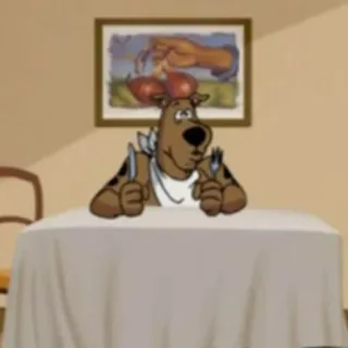 🍴 Scooby Doo cartoon, dog, table, food telegram sticker