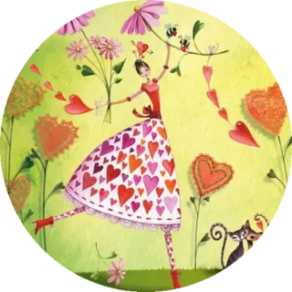 💛 Herzen, Blumen, Frau, Katze, skurril, Liebe, Romantik, Kunst telegram sticker