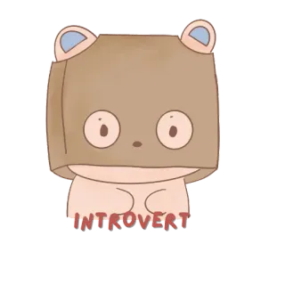 🫣 INTROVERT introvert, cute, animal, box head, shy, kawaii, bear telegram sticker