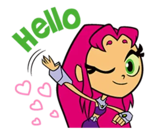 😌 Starfire Teen Titans Go! HELLO ciao, starfire, teen titans go, occhiolino, cartone animato telegram sticker