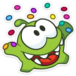 🐸 Мультфильм, Зеленый монстр, Веселый, Конфеты, Милый, Красочный, Наклейка telegram sticker