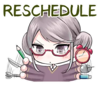 💻 RESCHEDULE verschieben, termin, kalender, zeitplan, planer, zeitmanagement, frustriert, beschäftigt telegram sticker
