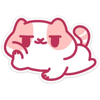 😏 cat, sticker, animal, cute, cartoon, pink telegram sticker