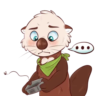 😶 loutre, dessin animé, animal, mignon, triste, expression, mammifère whatsapp sticker