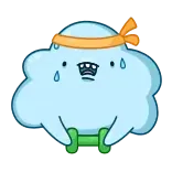 💪 เมฆ, ดัมเบล, ออกกำลังกาย, การ์ตูน, เหงื่อ, ฟิตเนส, น้ำหนัก telegram sticker
