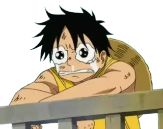 😭 Luffy One Piece anime, pianto, triste, Monkey D. Luffy, One Piece telegram sticker