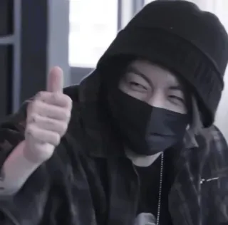 🍒 man, thumbs up, beanie, mask, casual telegram sticker
