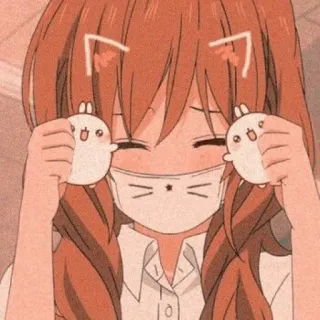 😊 animé, fille, mignon, kawaii, dessin animé, masque, illustration, personnage telegram sticker