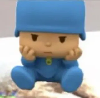 🕳 Pocoyo Desenho animado, Azul, Triste, Sentado, Criança telegram sticker