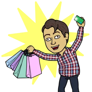 💳 Compras, Cartão de crédito, Bitmoji, Desenho animado, Consumismo, Compra, Finanças telegram sticker