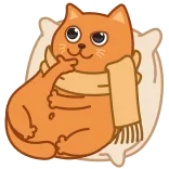 🤔 cat, scarf, cute, animal, kitten, pet, funny, cartoon whatsapp sticker