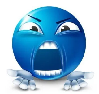 😨 wütend, emoji, meme, blau, schreien, schreien, frustriert whatsapp sticker