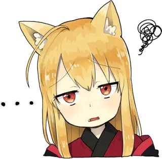 🤨 ... Anime, Fuchsmädchen, Ausdruck, Süß, Erschöpft, Verwirrt whatsapp sticker