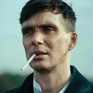 😕 Thomas Shelby Peaky Blinders Thomas Shelby, Peaky Blinders, Cillian Murphy, Zigarette, Narbe, Kriminalität, Birmingham telegram sticker