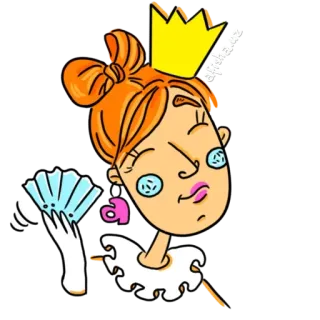 👑 princesse, fan, couronne, dessin animé, royauté, reine whatsapp sticker