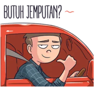 🚗 desenho animado, dirigindo, carro, homem, joinha, adesivo whatsapp sticker