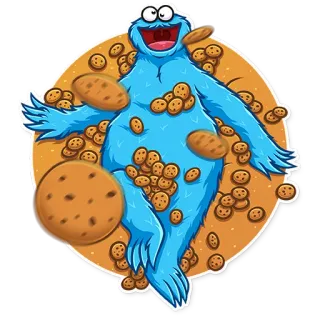 🥴 Cookie Monster Krümelmonster, Sesamstraße, Kekse, Cartoon telegram sticker